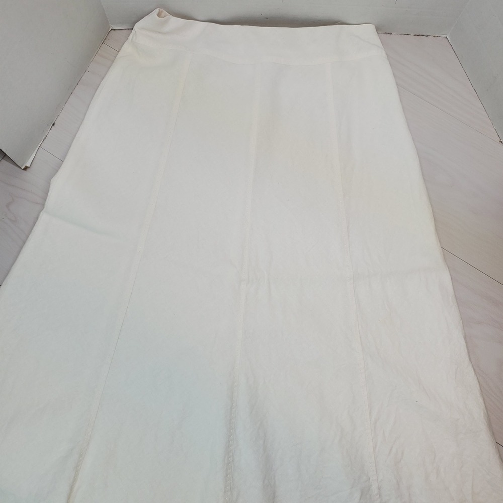 Marks & Spencer Womens White Linen Blend Panelled Maxi Skirt Size UK 14 US 10